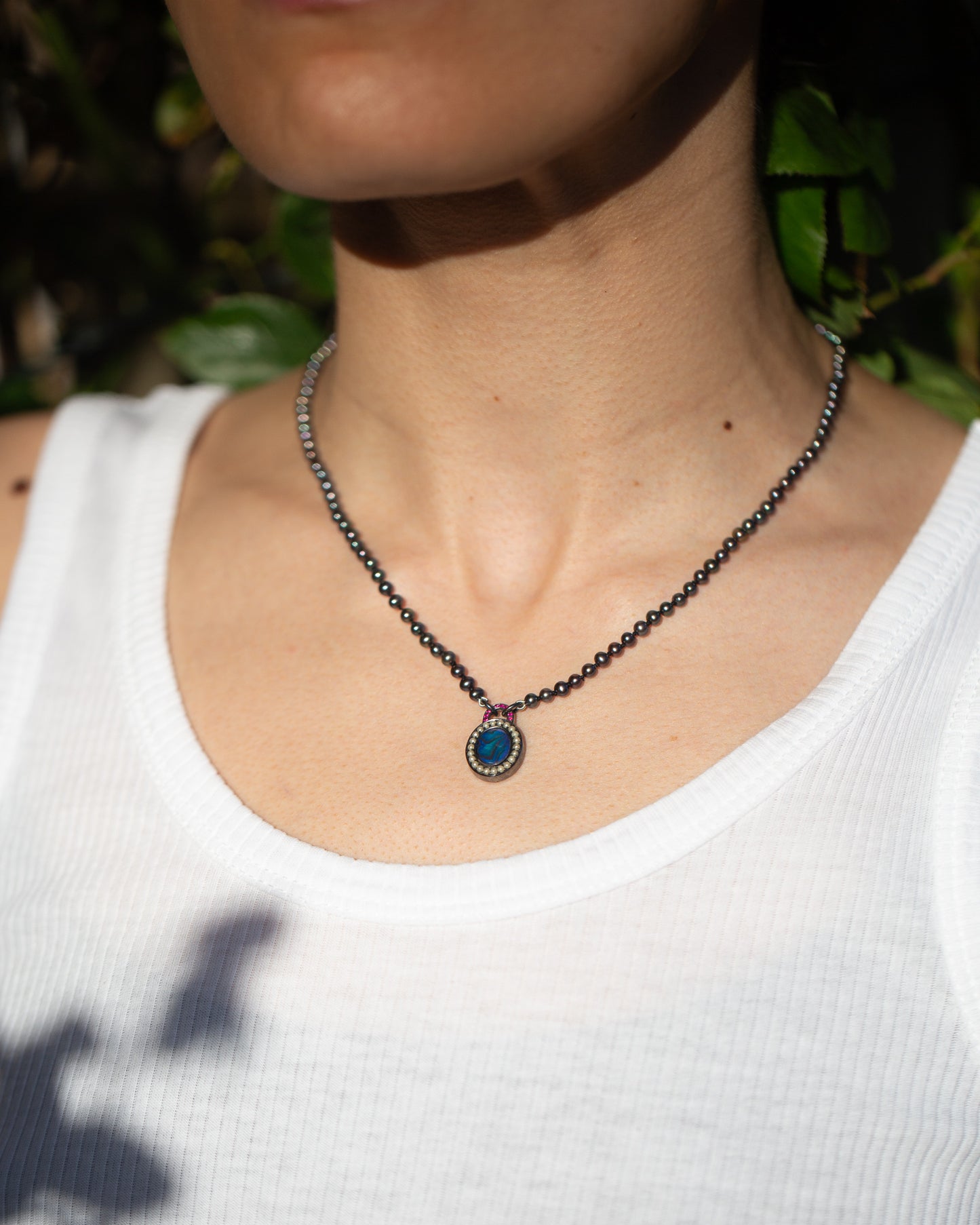 Orbit Necklace | Pearl & Ruby
