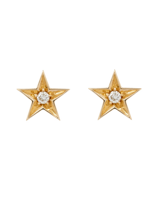 medium star shaped diamond stud earring