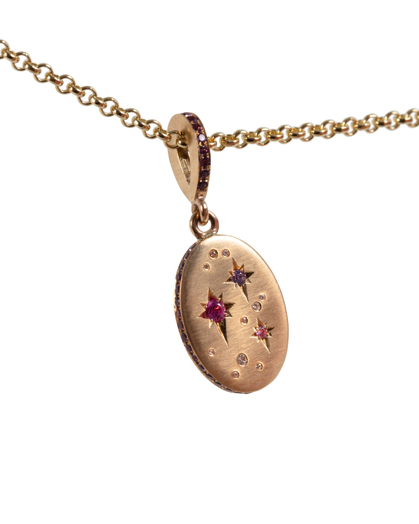 gold oval disc engraved pendant necklace